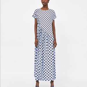 Zara gathered polka dot dress